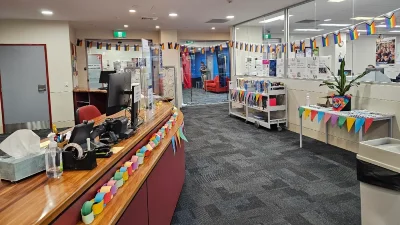 Shoalhaven library decorated with rainbows