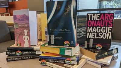 Wollongong campus library books on display