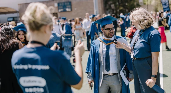 Student getting interviewed