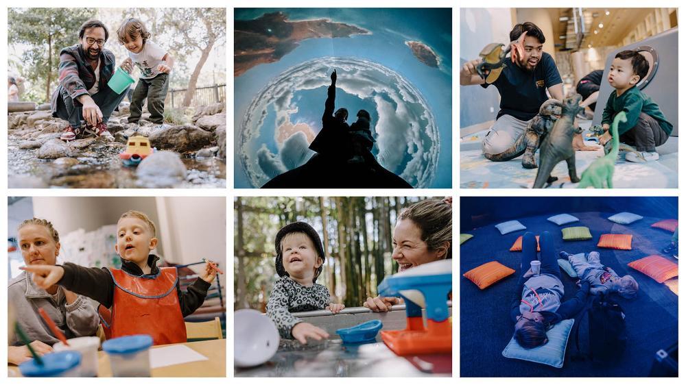 A collage of photos from Indigenous Literacy Day events at the Early Start Discovery Space.