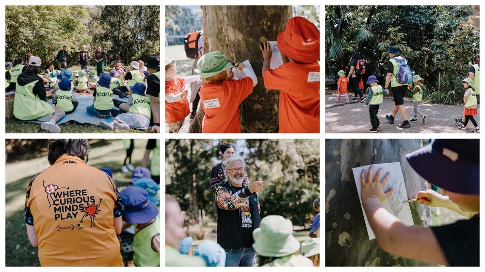 A collage of photos from Indigenous Literacy Day events, including the walk on Country