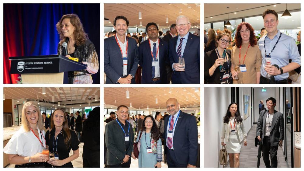 A collage of images from the launch of UOW Sydney CBD's new Darling Park campus.